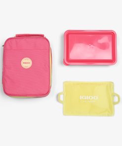 Kids Lunch Slim Cooler Bundle (Bento Box + Ice Floor) - Thrift Pink